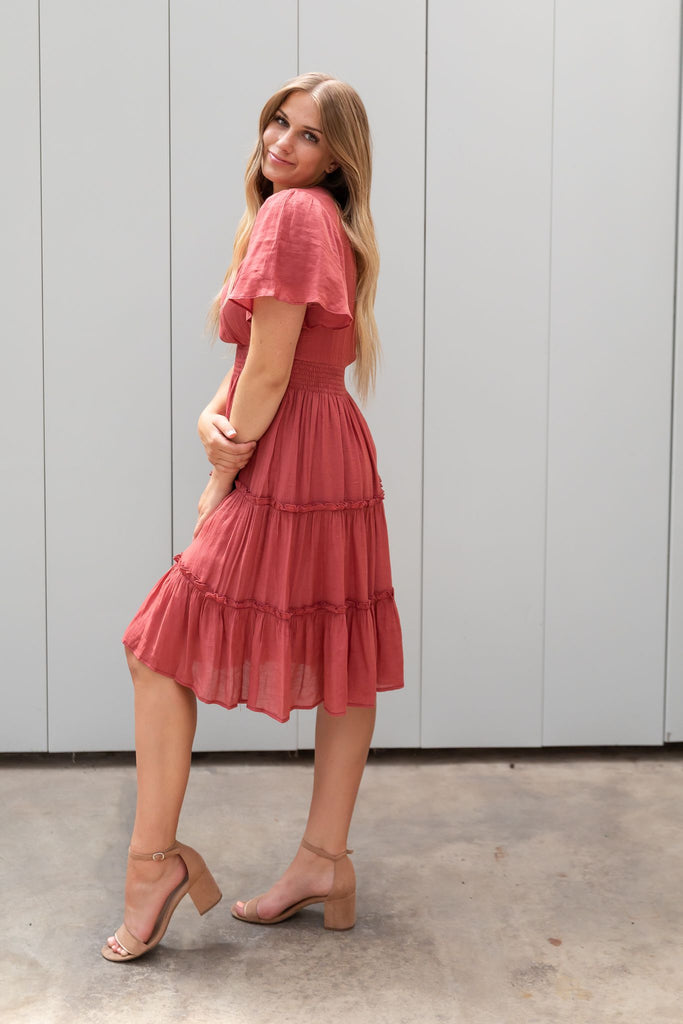 The Tate Midi Dress in Faded Rose