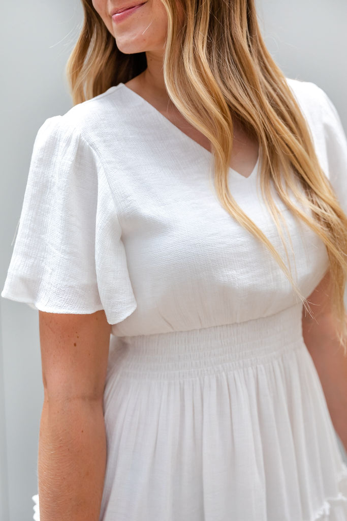 The Tate Midi Dress in Ivory