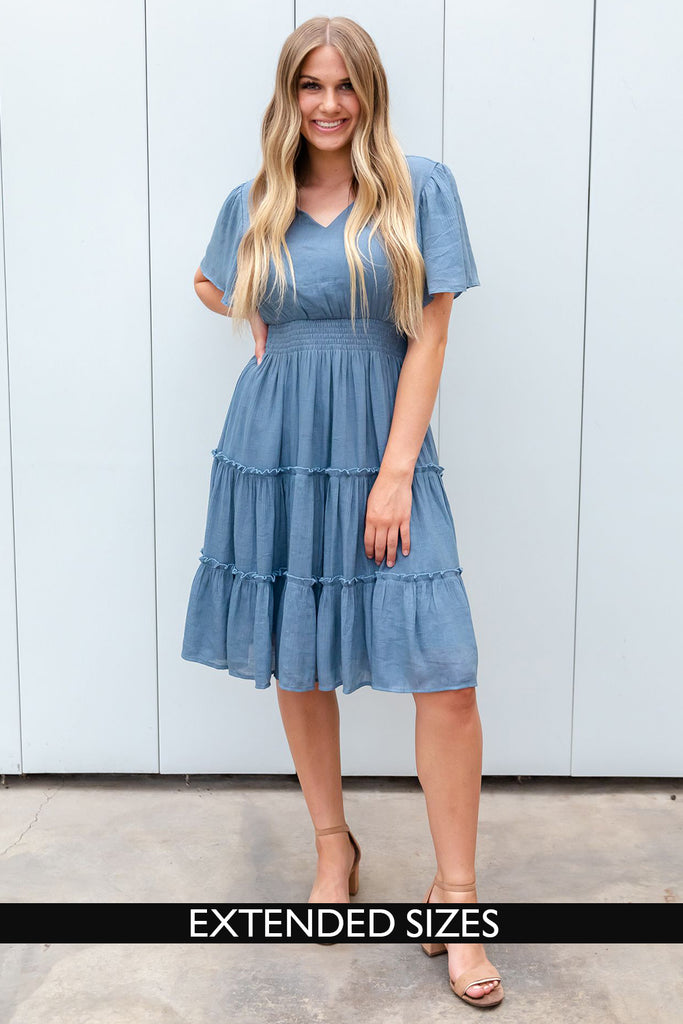 The Tate Midi Dress in Colony Blue